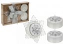 4PC SNOWFLAKE CANDLE AND HOLDER SET IN SILVER