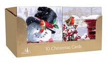CHRISTMAS CARDS 10 SQUARE TRAD SNOWMAN